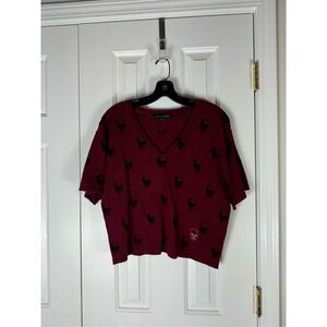 Skull Cashmere Cropped Womens Blouse Size XS